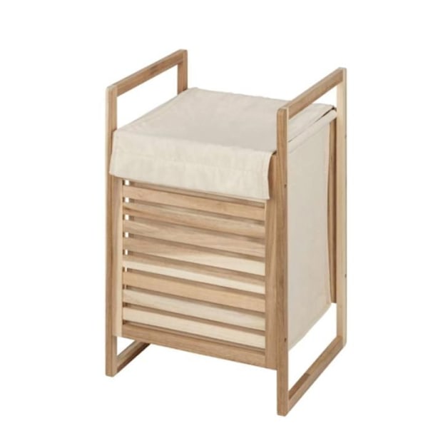 Tvättkorg - WENKO - Acina - Massiv akacieträ - Kapacitet 40L - Skandinavisk design kastanj