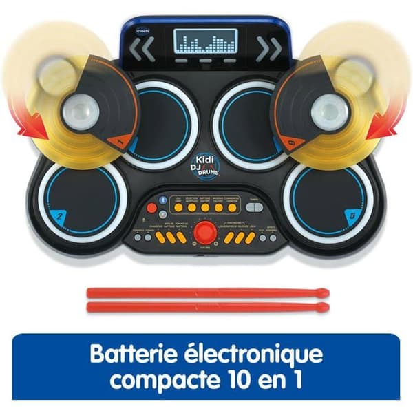 Elektroniskt trumset för barn - VTECH - Kidi DJ Drums - Ljusplattor - Bluetooth - Inbyggd mikrofon