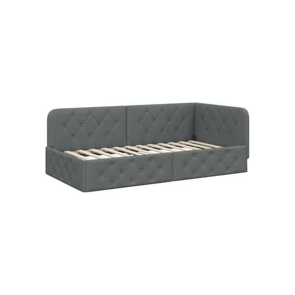 Sängram i tyg - vidaXL - Mörkgrå - 100x200 cm - L-formad design - Mångsidig soffa och säng Mörkgrå