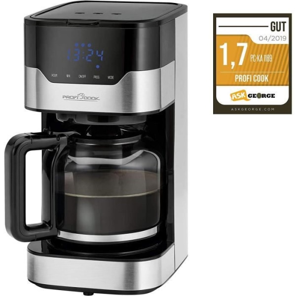 ProfiCook - Kaffemaskin, elektronisk aromvalsfunktion, touchkontrollsensor - pekskärm, 24 timmars LED