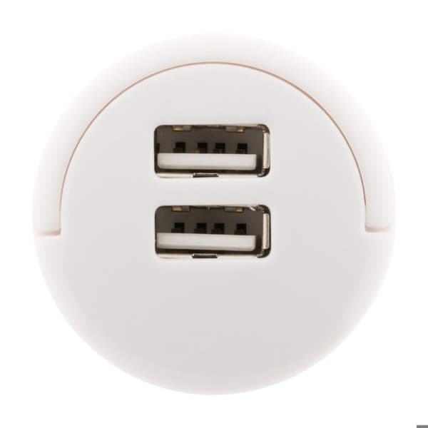 Dubbel USB-laddare 2,1A med utdragbart ring i vitt - Zenitech Vit