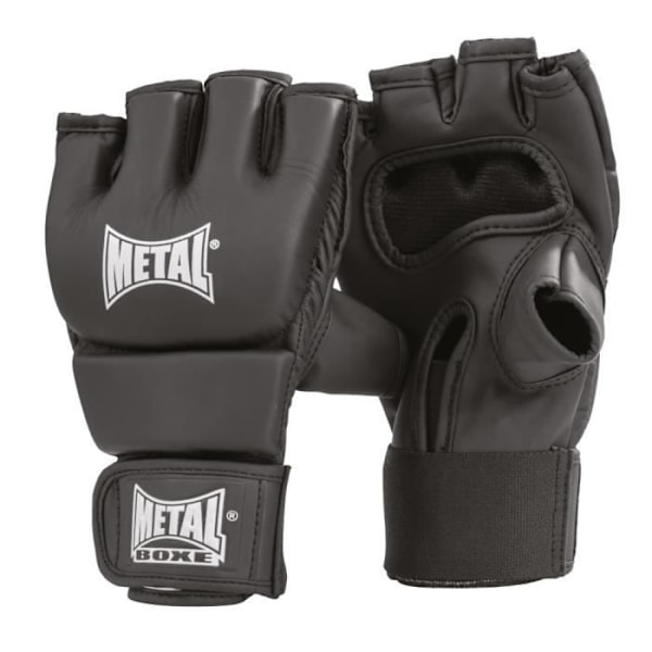Senior Free Combat Glove Black Light - METALLBOXE - MMA - Totalt skydd - Bra stöd - CE-godkänd Svart