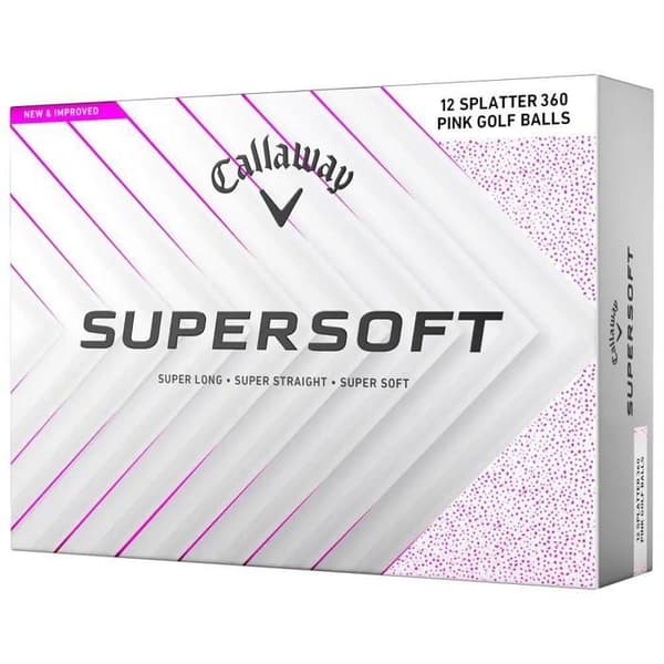 Låda med 12 Callaway Supersoft Splatter 360 golfbollar Vit