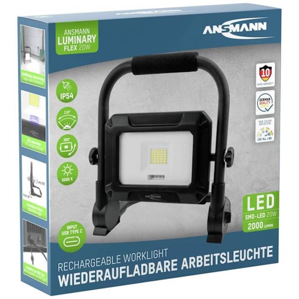 Ansmann FL20W-R Sladdlös byggstrålkastare 20 W 2000 lm dagsljus vit 1600-0616
