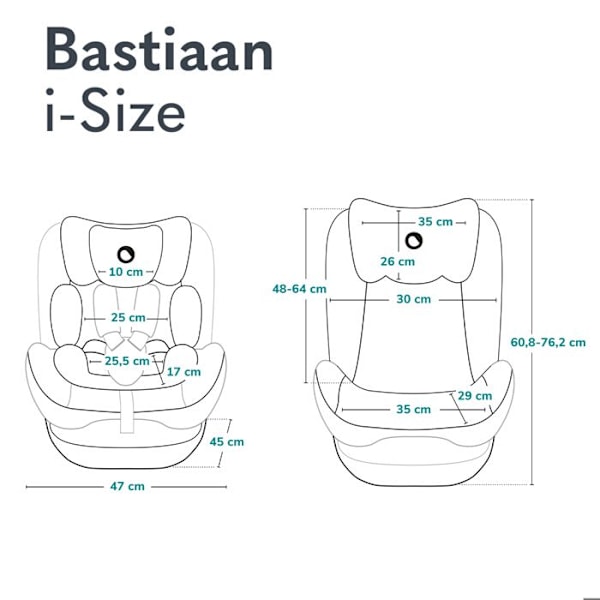 Evolutionsbart stol 40-150 cm LIONELO Bastiaan i-Size - 360° svängbar bas - ISOFIX - Från 0 till 36 kg - Grupp 0/1/2/3 - Svart Svart grå