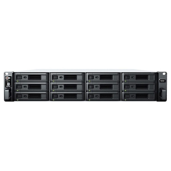 NAS-server - Synology - RS2423+ - 12 fackor - 8 GB RAM utbyggbart - RAID 10 Svart, Grå