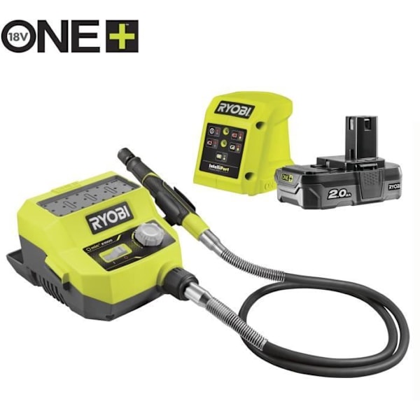 18V mini multiverktyg - RYOBI - RRTS18-120GA35 - 4 000-35 000 rpm - Levereras med 2,0 Ah batteri, laddare & 35 tillbehör Grön / Träkol