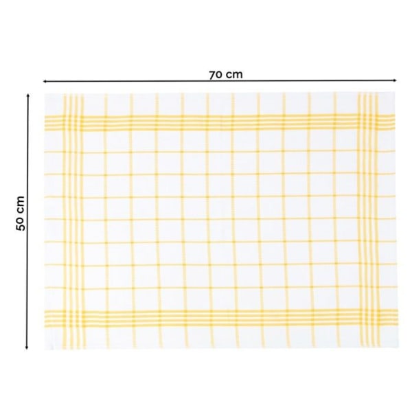 Zollner kökshandduk - 00000478-197 - Set med 5 kökshanddukar, Våffelmönster, Bomull, 50x70 cm, Gul