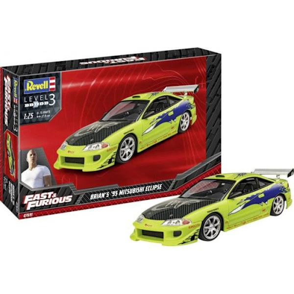 Modellsats - Revell - Eclipse Mitsubishi 1995 - 75 stycken - Skala 1:25 - Färglös Färglös