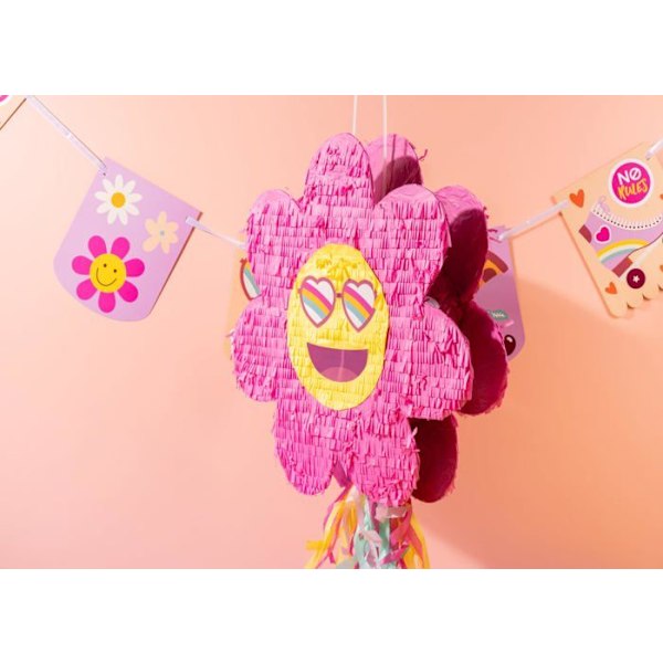Folat - 25037 - Groovy Hippie Party-Piñata-Boho Girlz-31 x 45 x 10 cm-Retro Rainbow Peace för Dekorationer, Färgglad