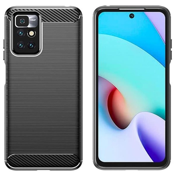 Fodral för Xiaomi Redmi 10 svart färg carbon look