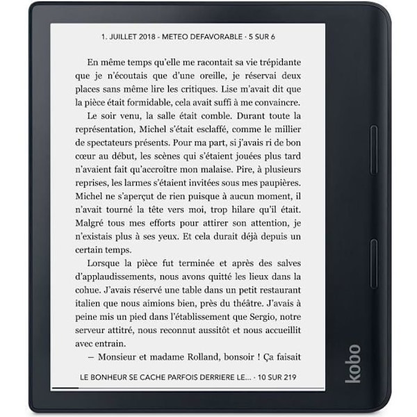KOBO Sage e-läsare - 8" - 300dpi - Comfortlight PRO - Vattentät - Bluetooth - 32GB Svart