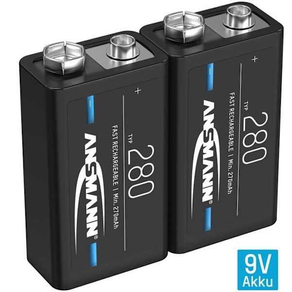 ANSMANN 9V batterityp 280mAh NiMH 1,2V - E-Block (2 st)