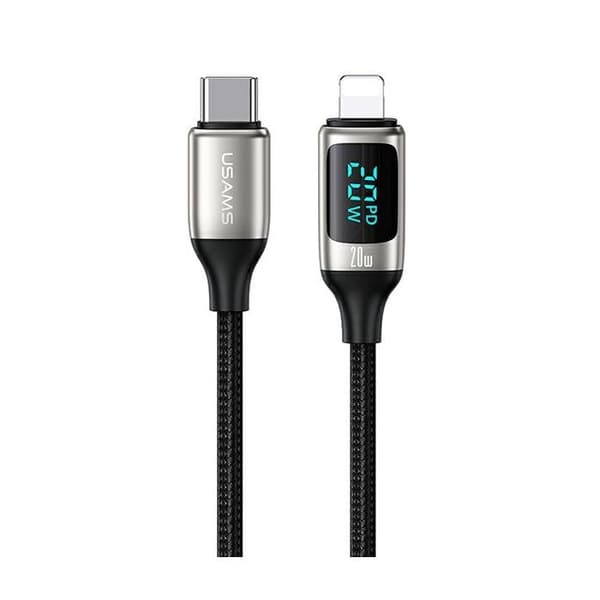 USAMS USB-C till Lightning-kabel 1,2 m, 20 W, snabbladdning, vit