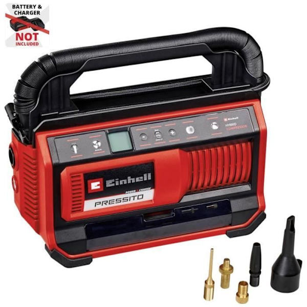 Einhell 4020430 PRESSITO 18/25 Power X-Change trådlös kompressor 11 bar digital display Röd