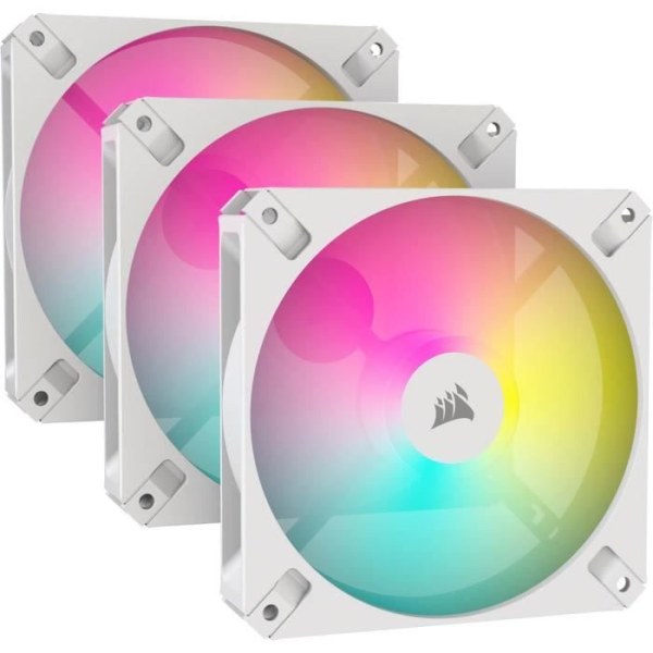 Corsair PWM iCUE AR120 Digital RGB Triple Pack Vit - 3-pack 120 mm ARGB PWM-fodral Fläkt 8 lysdioder