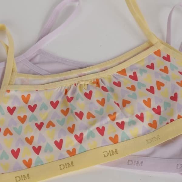 Pack med 2 Pockets bomullsbh:ar för barn Lila 8 år