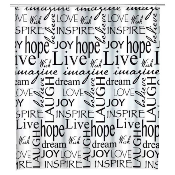 Duschdraperi Live - Wenko - Vit/Svart - b 180 x h 200 cm vit svart
