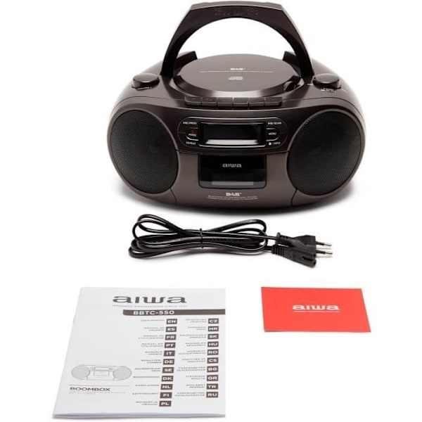 Aiwa BBTC-660DAB/BK Svart Bärbar Hi-Fi-radio med CD, kastdäck, Bluetooth, DAB+, USB svart