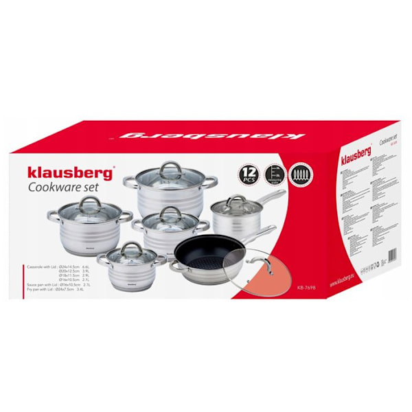 SET MED KASEROLLER 12 ELEMENT KLAUSBERG KB-7698