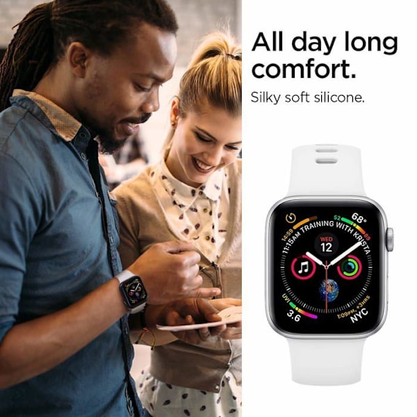 Spigen - 062MP25402 - Silikonpassform kompatibel med Apple Watch Armband för 44mm/42mm serie 6/SE/5/4/3/2/1 - Vit