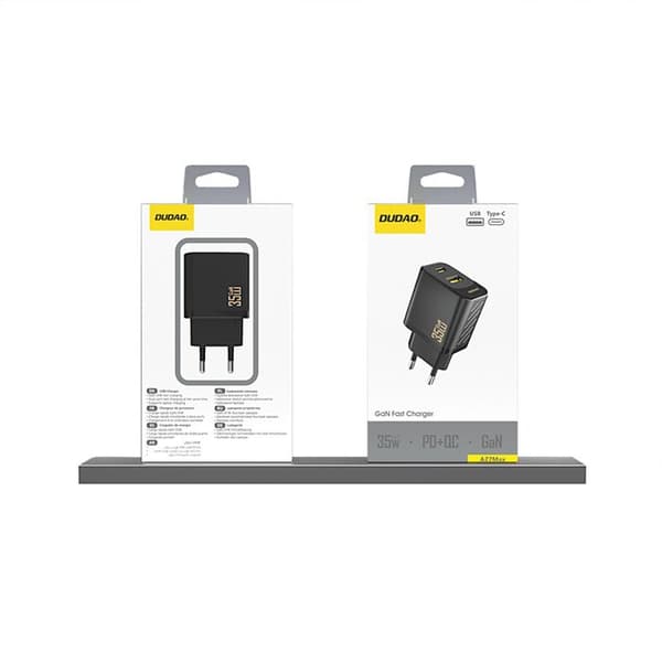 Väggladdare A27 MaxC USB-C USB-A GaN 35 W - Svart