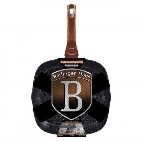 Stekpanna - BERLINGER HAUS - BH-1889 - 28 cm - Trippelskiktad granit - Roséguld Svart Roséguld Noir