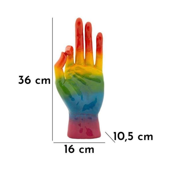 Statuett hand i polyresin Rainbow OK