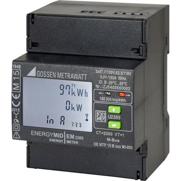 Gossen Metrawatt U2387-V022 Trefasmätare med anslutning till digital transformator MID-överensstämmelse: ja 1 st.