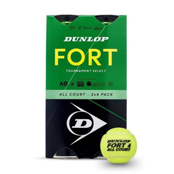 Set med 2 tuber med 4 Dunlop fort all court tennisbollar - gula - TU