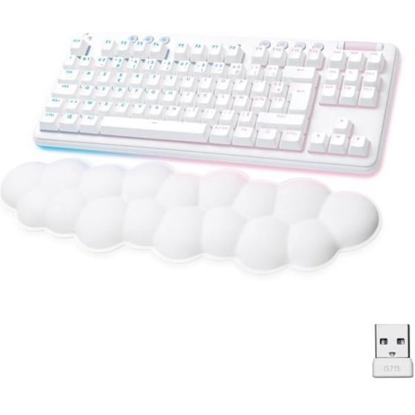 Spel Tangentbord - Trådlös - Logitech G - G715 - Mekanisk - Handledsstöd - Linjär Switch - AZERTY - White Mist Vit