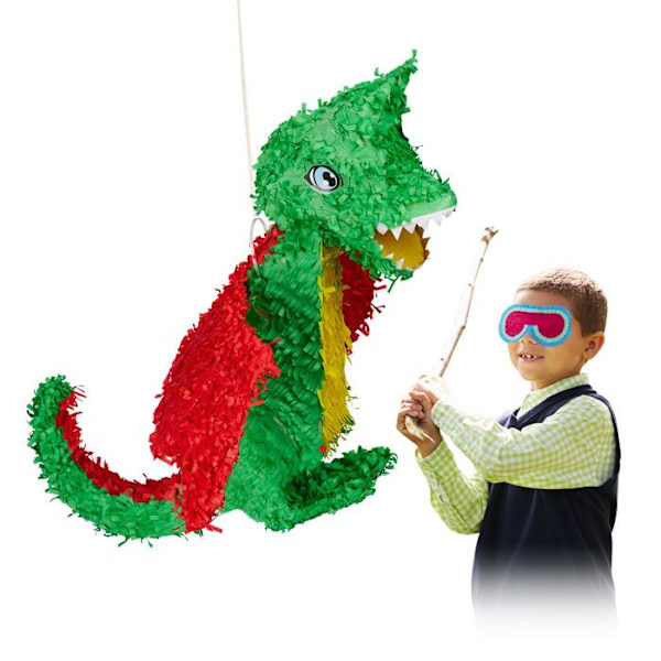 Piñata - Relaxdays - Färgglad drake - Födelsedagsdekoration - Fyllbar - Både för tjejer och killar grönt, rött, gult