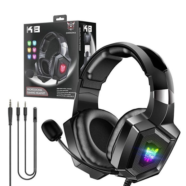 Trådlöst spelheadset - Onikuma - K8 - RGB - Svart - On-ear - Integrerad mikrofon Svart