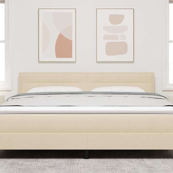 vidaXL Sänggavel Creme tyg 42007032