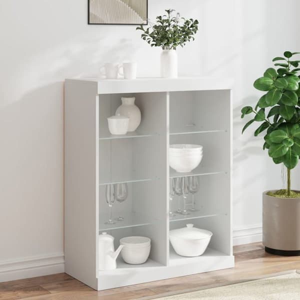 vidaXL Buffé med LED-lampor vit 81x37x100 cm 836714