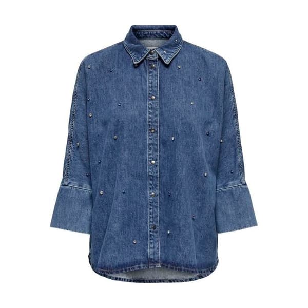 Blus 3/4 dam Only Grace mellanblå denim jag