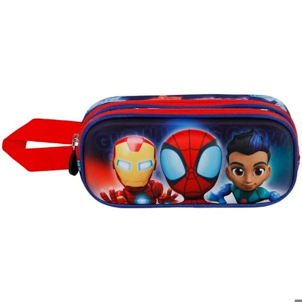 Trousse Dubbel 3D - Marvel Spiderman Glöd - Blå - One Size Blå
