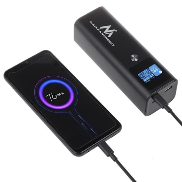 Maclean MCE335 Powerbank 24600 mAh med snabbladdningsfunktion USB C-ingång och -utgång, 140W Power Delivery (PD) Externt batteri