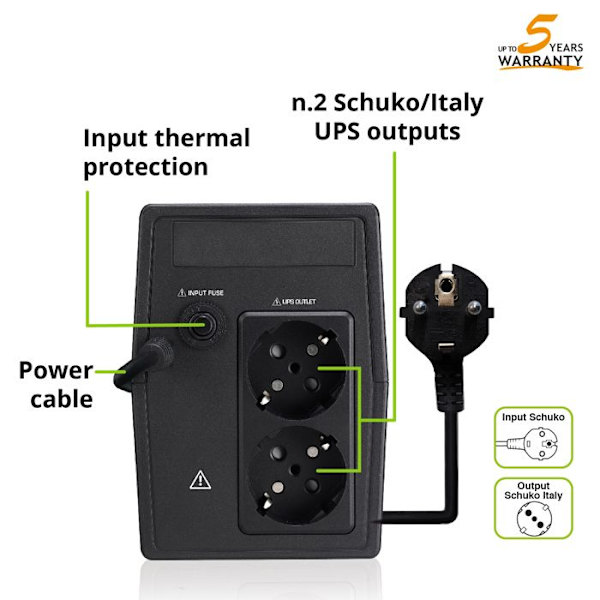 Inverter - Tecnoware - ERA PLUS 900 - 900VA - Överspänningsskydd - Autonomi 10 min