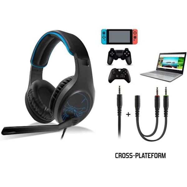 SPIRIT OF GAMER - ELITE-H20 - Svart gamerheadset - konstläder - Flip and Mute-mikrofon - PC - PS4 -PS5- XBOX ONE - Switch SVART