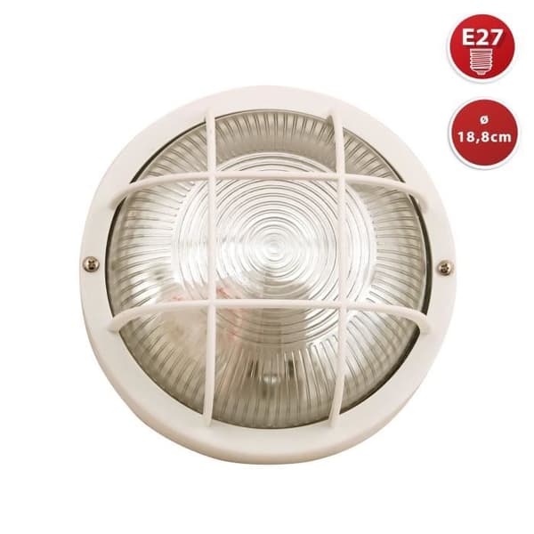VELAMP BUBBLE Rund utomhusplafond IP44 E27 60W Vit 18,8 cm