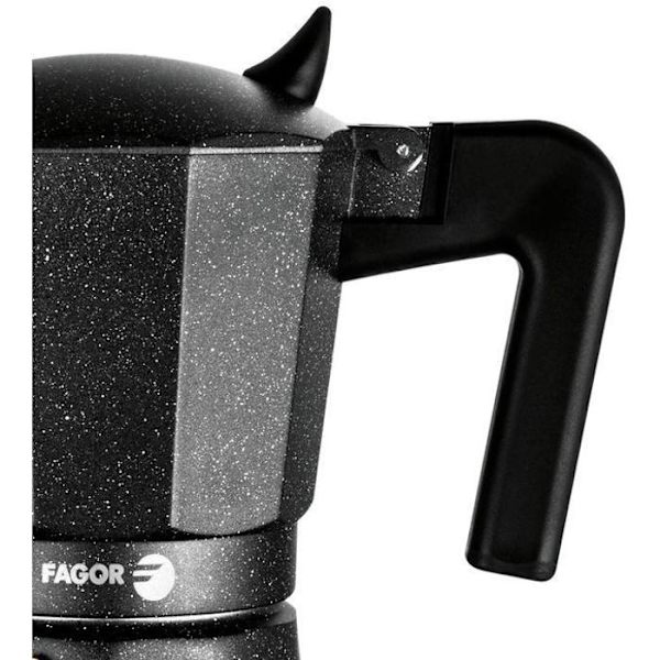Italiensk Aluminium Espresso Kaffeemaskine, 6 Tasse Kaffe, Vitrokeramisk, Gas FAGOR Tiramisú Sort 00413 Svart