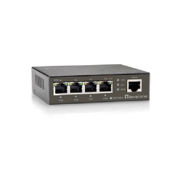 Level One Gep-0523 Switch - Gigabit Ethernet PoE Switch - 5 portar - 4 PoE-portar - 60W