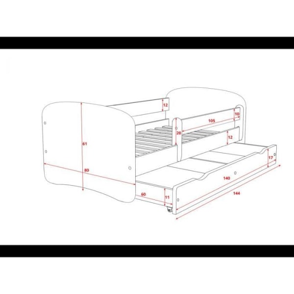 Kocot Kids Bed Babydreams, vit blomnalle med madrasslåda 180/80 - 5903282037373