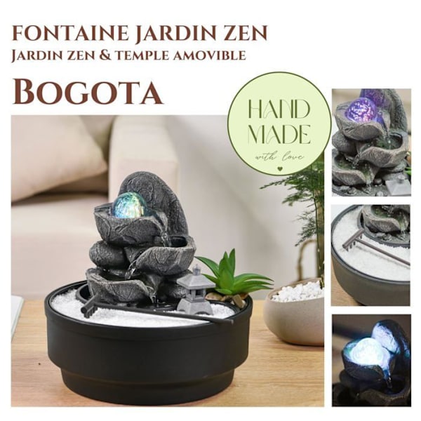 Fontän Trädgård Zen - Zen'Light - Bogota - LED-belysning - Avslappnande atmosfär - 21x21x21 cm