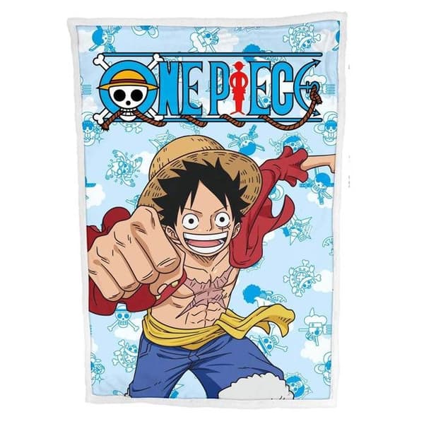 Lyo One Piece Sherpa Throw - Luffy blå/röd/gul