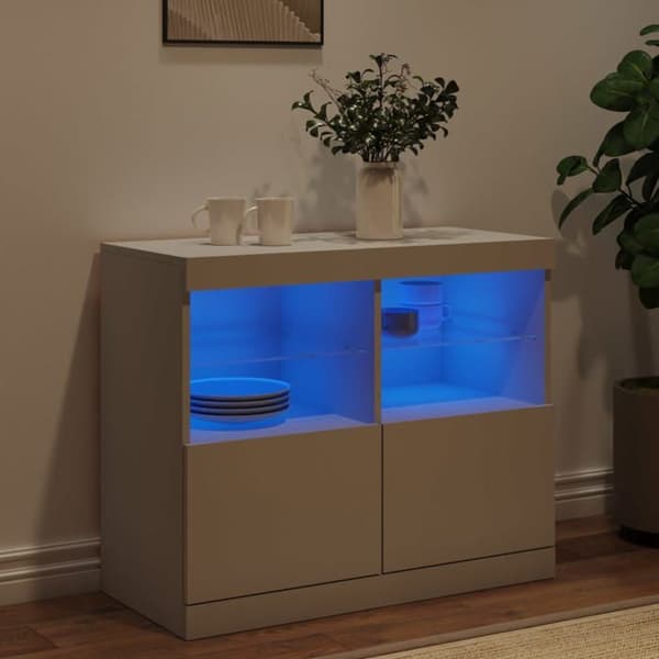 vidaXL Buffé med LED-ljus vit 81x37x67 cm 836658