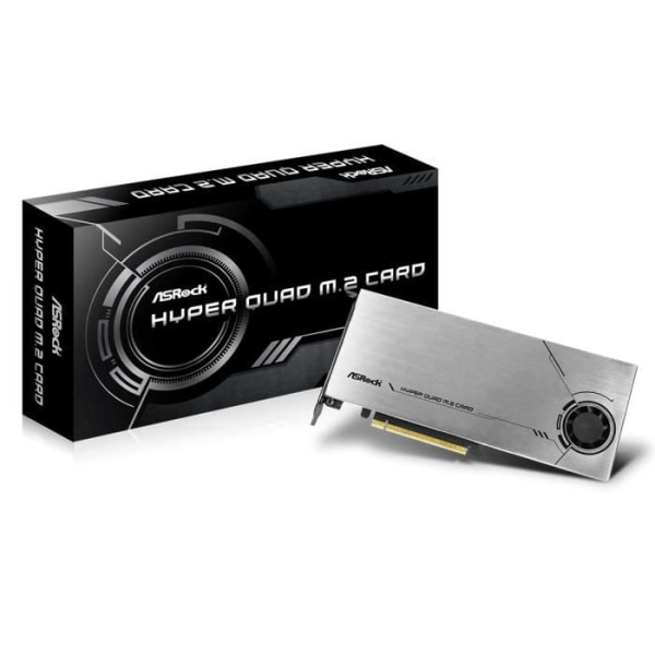 ASRock Hyper Quad M.2 Card - 4 x M.2 SSD PCI-E 4.0 4x Controller Card - PCI-Express 4.0 16x Bus ( Kategori: Controller Card ) Gjuten aluminium, Svart