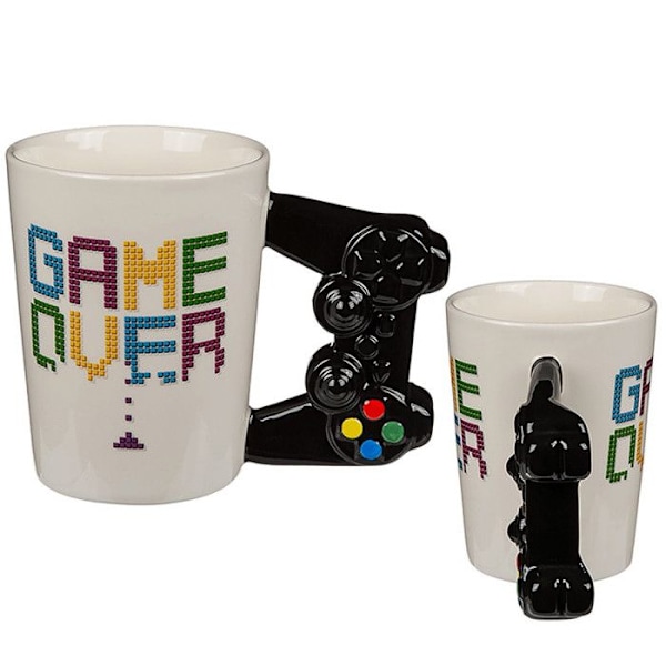 Mugg - Game Over - Svart - Porslin - Tål diskmaskin - Cylindrisk