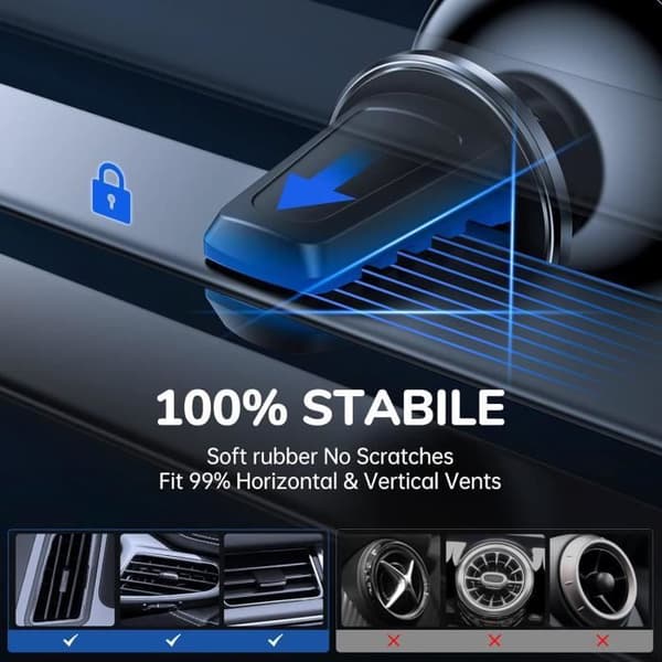Stöd Telefon Bil - Syncwire - Magnetisk - Rotation 360° - Aluminium - Svart Svart